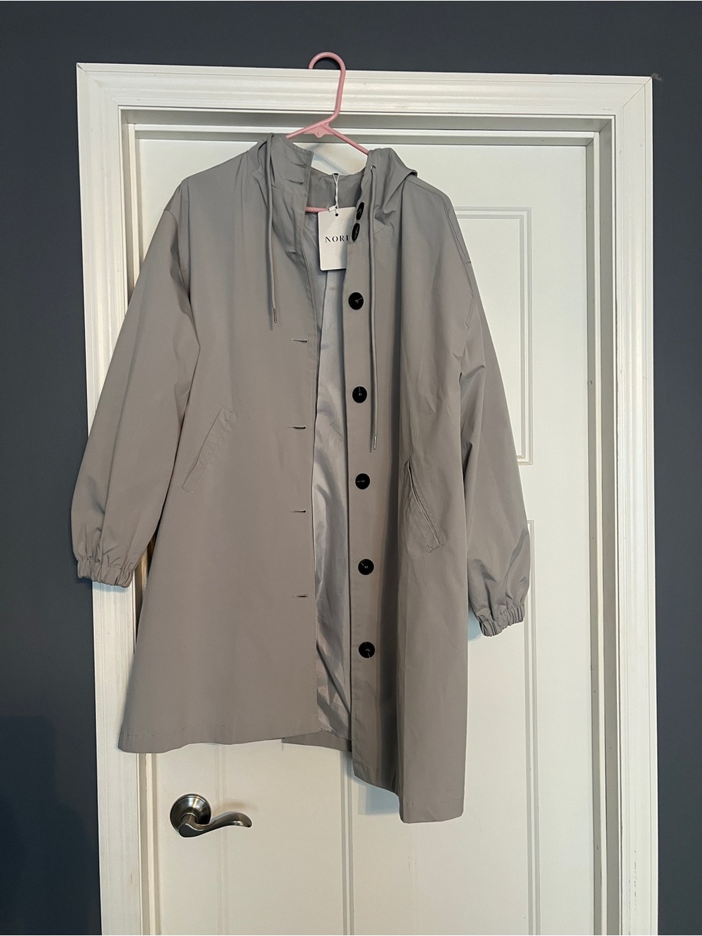 NWT Nord Light Gray Hooded Trench Rain Coat
